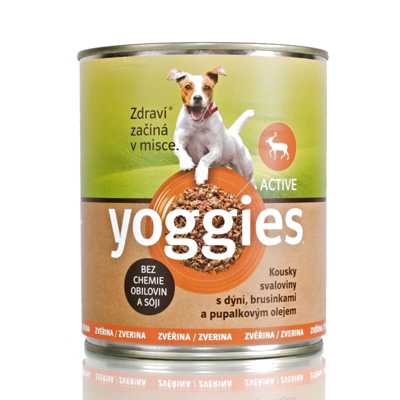 YOGGIES Dog Jelení konzerva s pohankou a brusinkami 800g