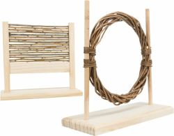 Agility set pro hlodavce - překážka, kruh, dřevo/proutí, 28 × 26 × 12 cm