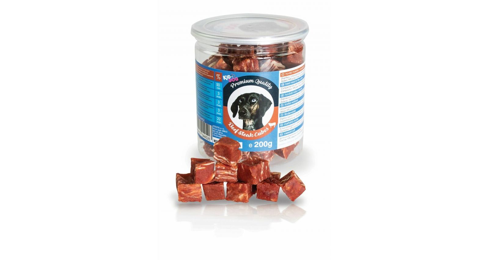 KIDDOG hovězí masíčko v kostičce - PREMIUM QUALITY 200g dóza