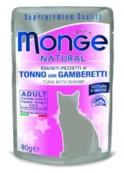 MONGE NATURAL kapsička tuňák v želé s krevetami pro kočky 80g