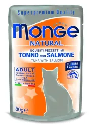 MONGE NATURAL kapsička tuňák v želé s lososem pro kočky 80 g