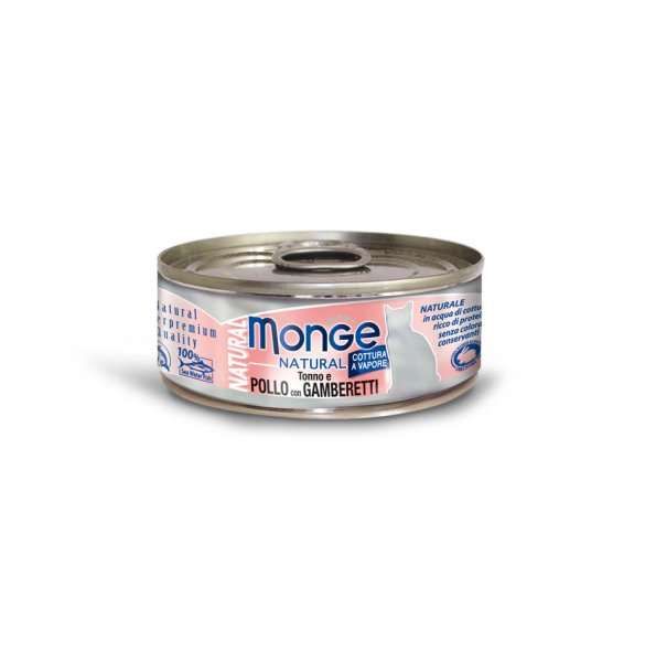 MONGE NATURAL kuřecí maso s krevetami pro kočky 80 g