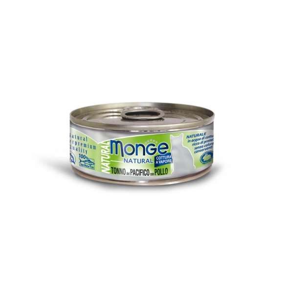 MONGE NATURAL tuňák s kuřecím masem pro kočky 80 g